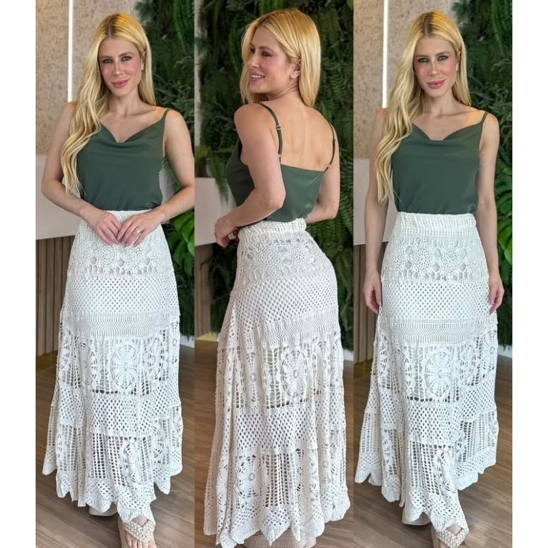 saia crochê reposição super qualidade e sofisticada e elegante em Oferta na Shopee