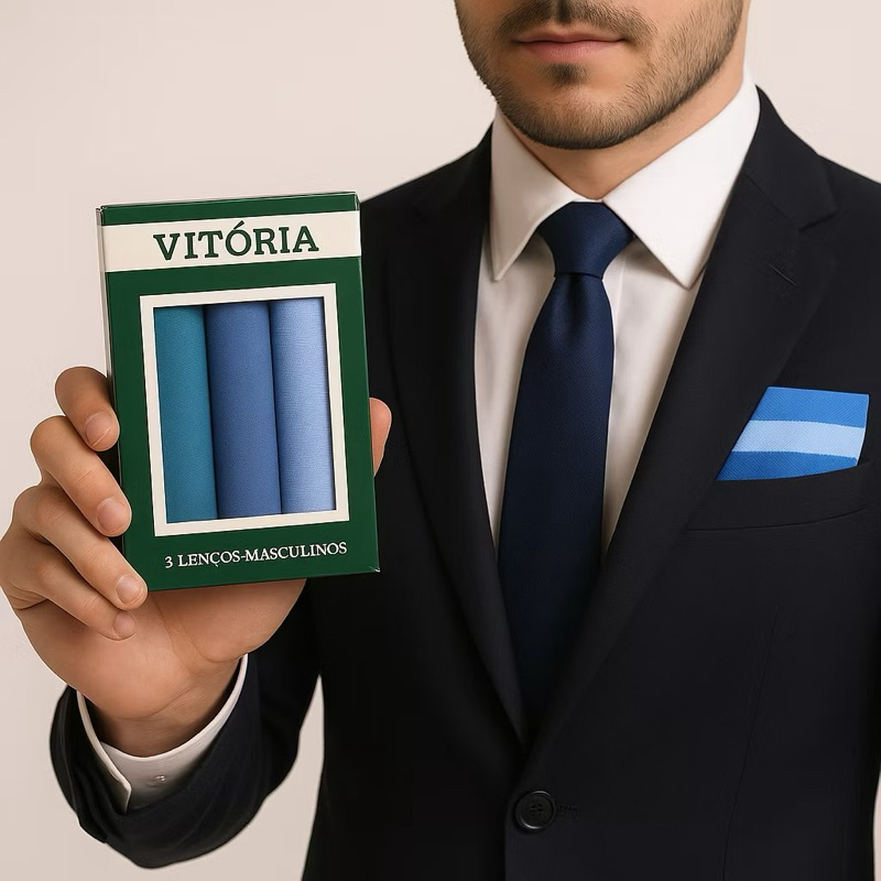 Kit 3 Lenços de bolso Masculino 100% Algodão.