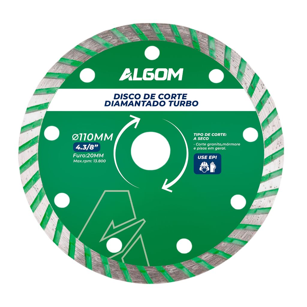 Disco De Corte Diamantado Turbo 110mm X 20mm Algom em Oferta na Shopee