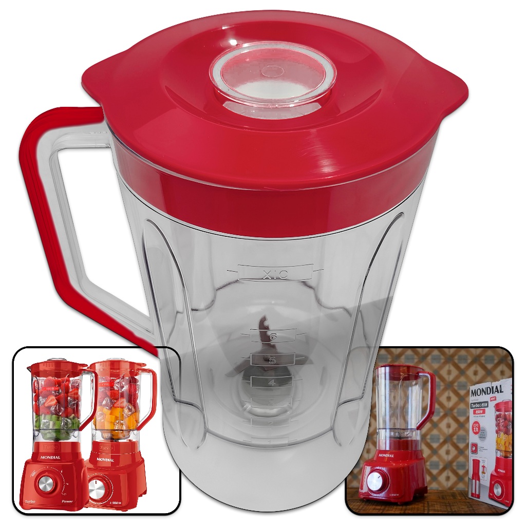 Copo Liquidificador Mondial L850 L900 ORIGINAL Mebrasi Tampa Preto e vermelho