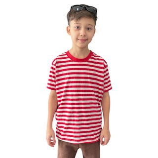 Camiseta Infantil Oversized Viscolycra Listrada Vermelha Stecchi