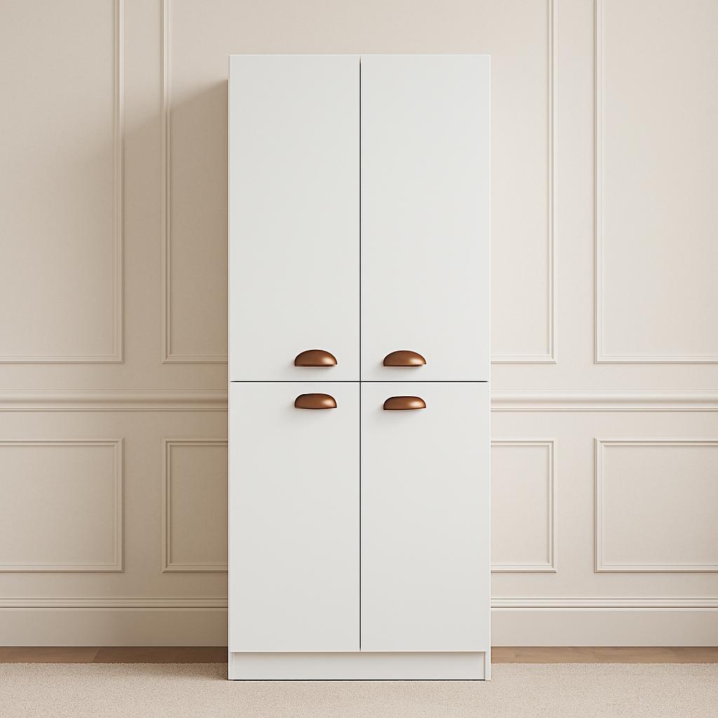 Guarda-Roupa Infaltil 4 Portas Catarina 4 Prateleiras Branco/Preto