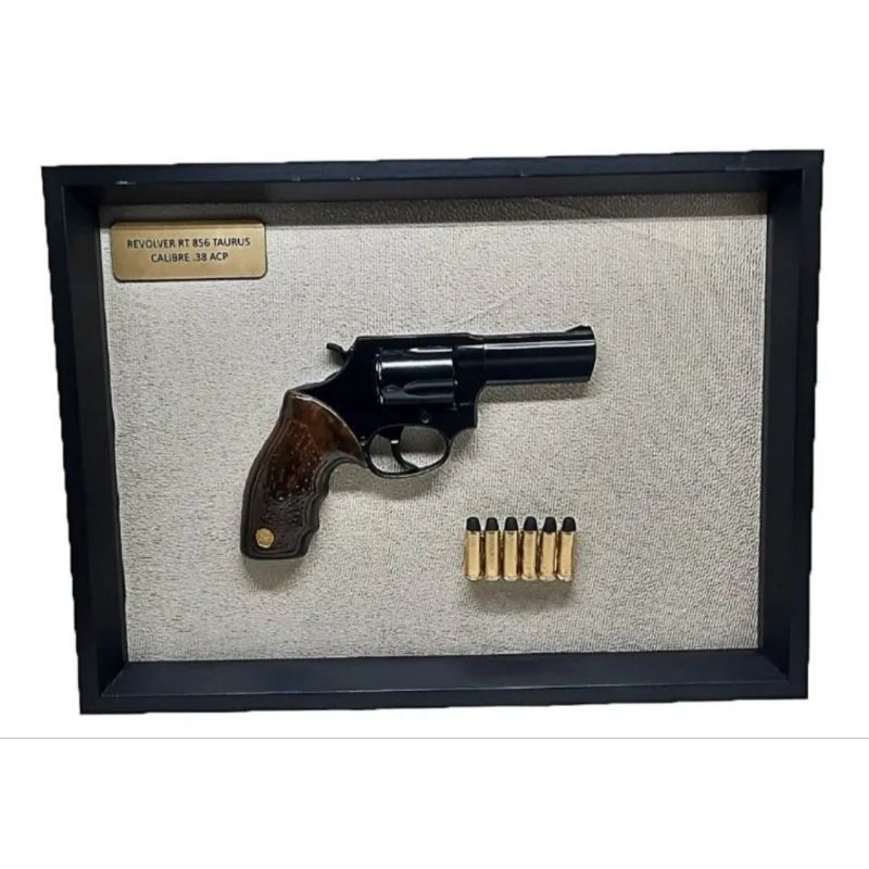 Quadro decorativo réplica Revolver RT 856 cal.38 não funcional