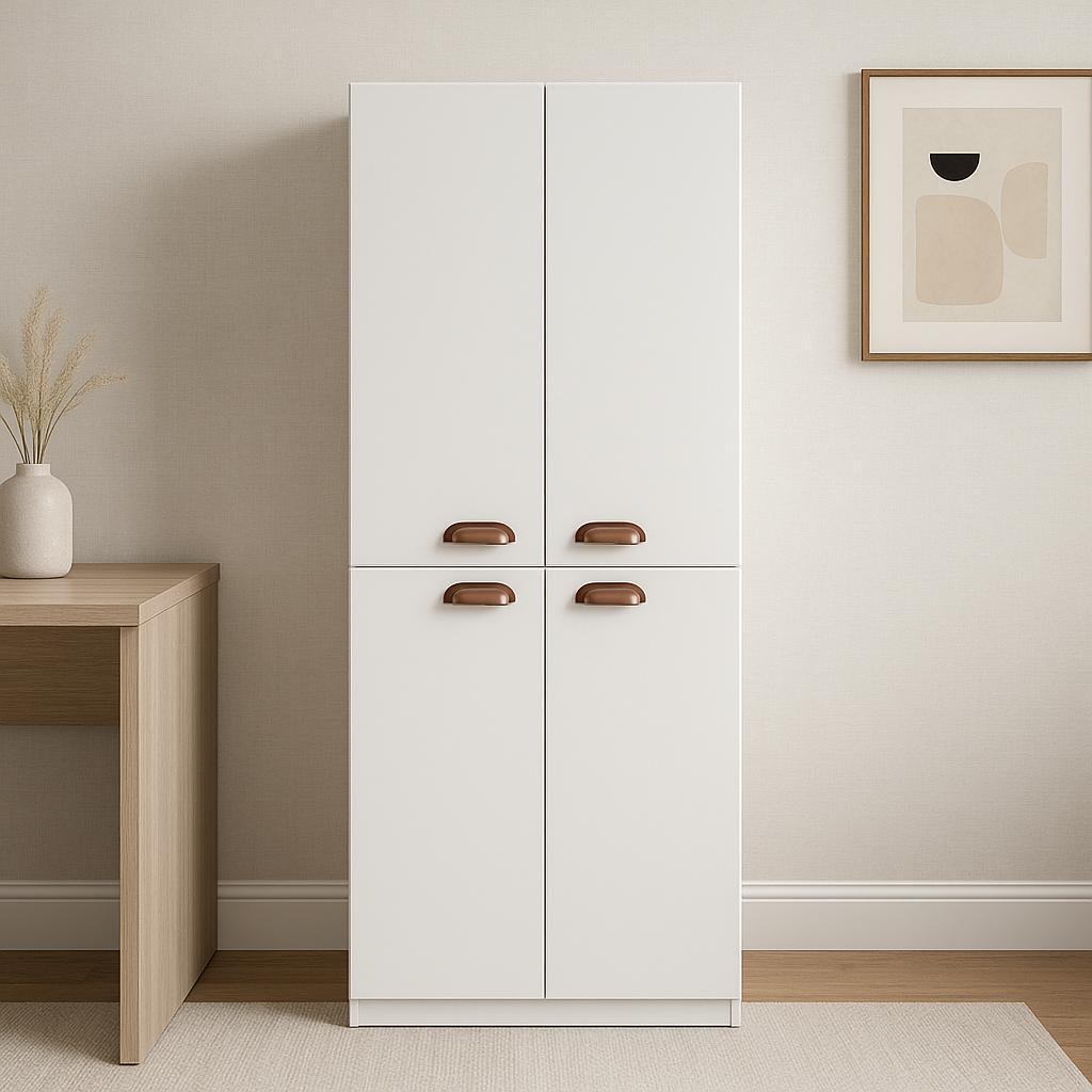 Estante Organizador Livreiro 4 Portas e 4 Prateleiras Para Sala Quarto Escritório Branco