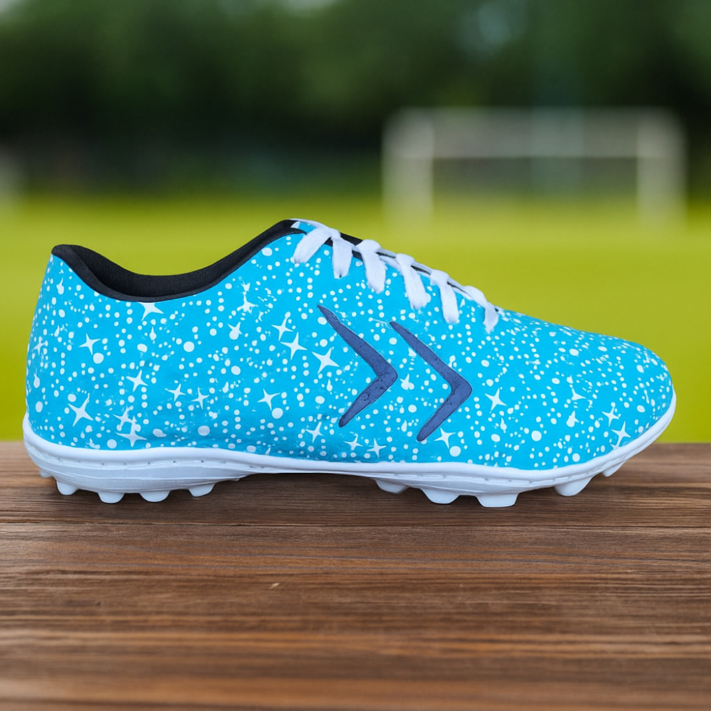 Chuteira Society Salão Quadra Grama Sintética Colada e Costurada Azul Futebol Copa Jogo