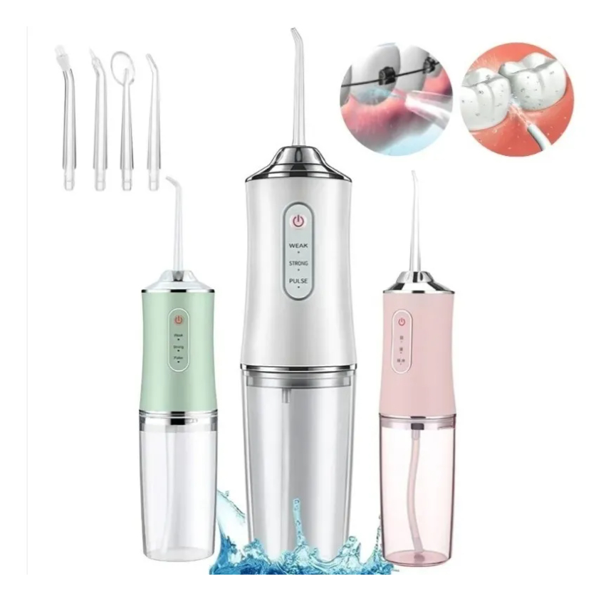 Irrigador Dental Portátil Recarregável USB com 4 Bicos – Limpeza Bucal Profunda