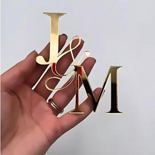 Topo de Bolo em Acrílico Espelhado Personalizado com as Iniciais para Casamento e Noivado Frente Bolo 15CM em Oferta na Shopee