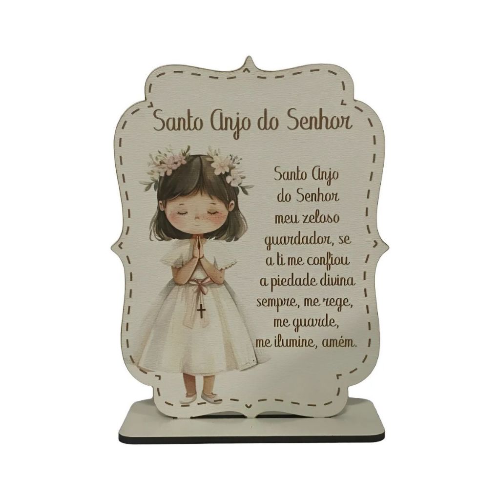 Kit 10 Lembrancinhas MDF Batizado Religioso Santo Anjo do Senhor