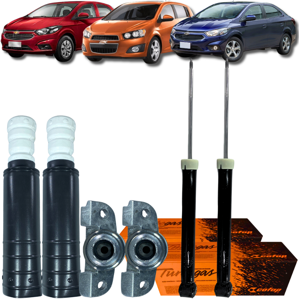 Kit Amortecedor Traseiro + Coxim Batente Gm Onix Prisma Sonic 1.0 8v 1.4 8v 1.6 16v 2012 á 2020