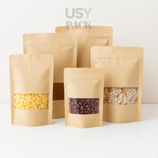 STAND UP POUCH KRAFT HERMÉTICO C/ VISOR – PACOTE C/25 UNID – ZIP PARA ALIMENTOS em Oferta na Shopee