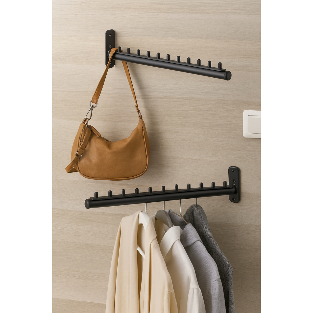 Kit 2 Araras Cabideiro Rt De Parede 40cm Para 20 Cabides com Parafusos e Buchas em Oferta na Shopee