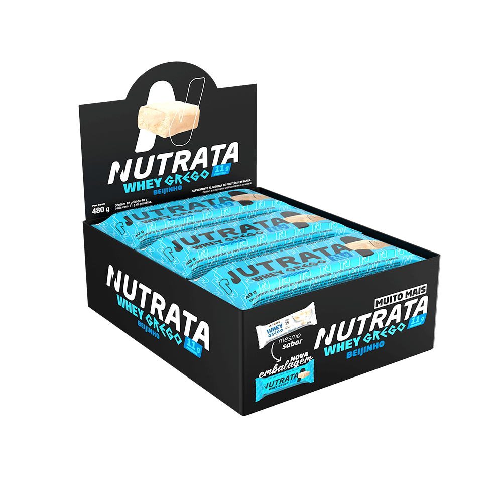 Whey Grego Bar (caixa 12 Unidades) - Nutrata Barra Proteina Sabor Beijinho de coco em Oferta na Shopee