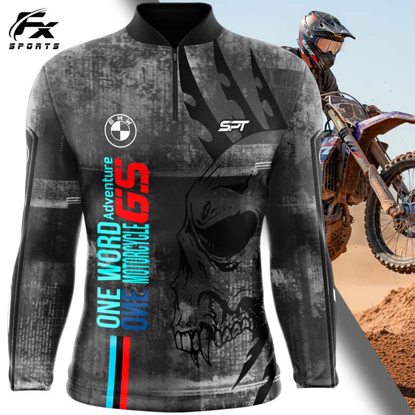 Camisa Camiseta Motociclismo Manga Longa Marca SPT Cycling com Proteção FPU 50+ Ref 17 BMW