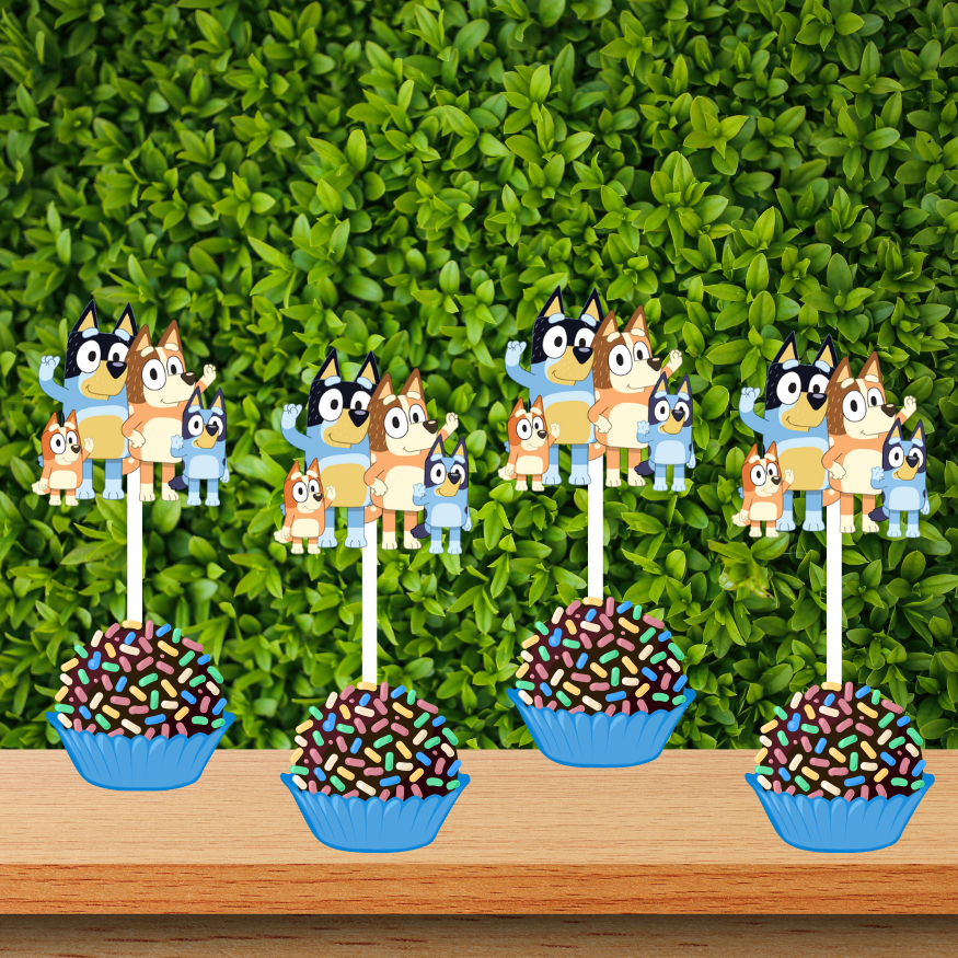 Topper de docinhos Bluey - Topper cupcake Bluey - Tag para docinhos Bluey