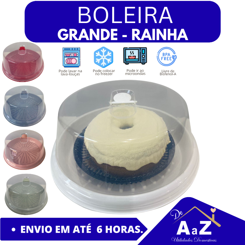 Boleira Rainha com tampa de plastico linha premium