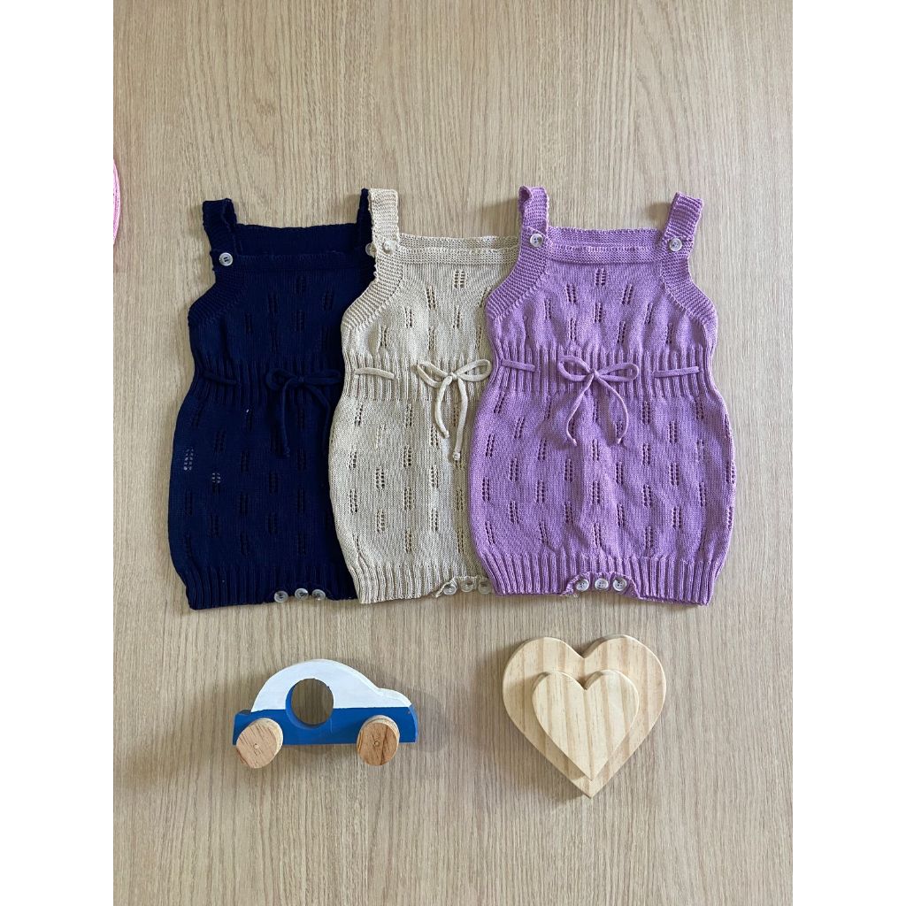 Romper Jardineira Salopete RN Macacão Menino Menina Bebê Récem Nascido Tricô — imagem 2 de 2