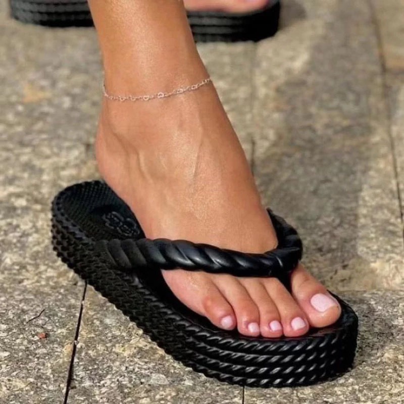 Chinela feminina trançada anatomica confortavel leve e macio