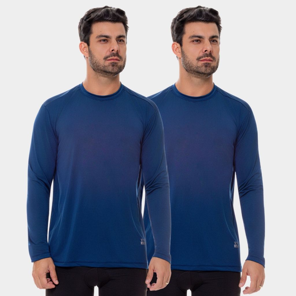 Kit 2 Camisas Manga Longa Proteção Solar Uv Segunda Pele Térmica Verão Academia
