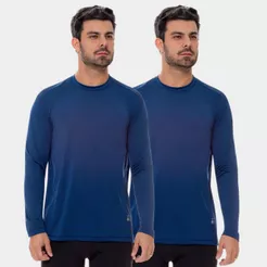 Kit 2 Camisas Manga Longa Proteção Solar Uv Segunda Pele Térmica Verão Academia