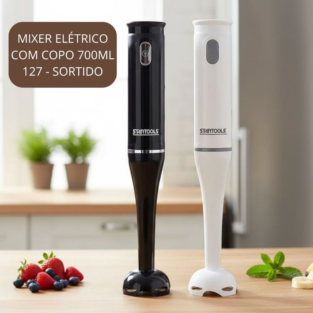 Mixer Misturador Triturador Elétrico com Copo 700ml 127V Potência 200W Vitaminas Shakes Whey - Sortida