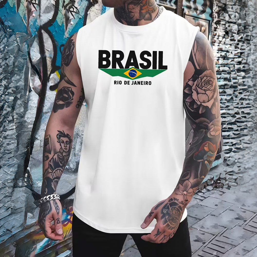 Camiseta Regata Machão Oversized Verão Estilo Brasil Rio De Janeiro Praia Moda Unissex
