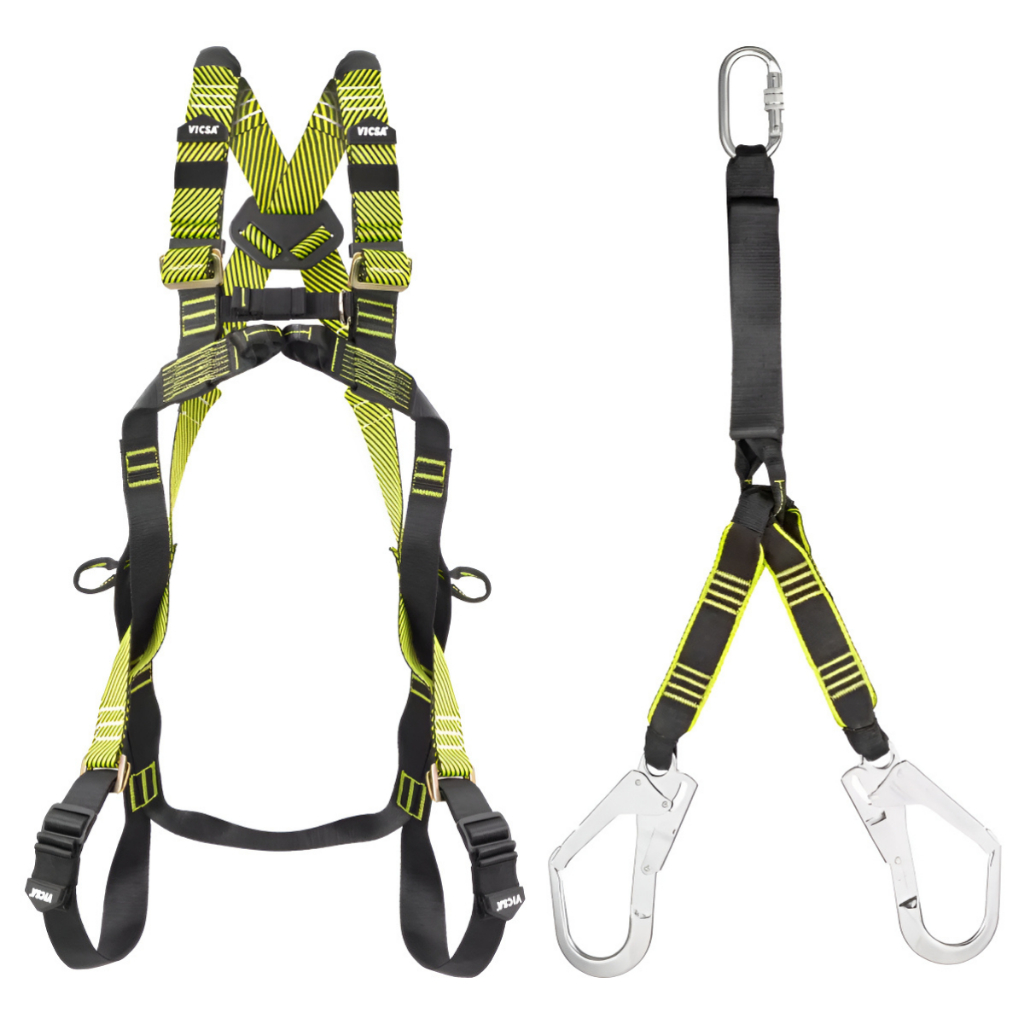 Kit Cinto Paraquedista Vic27113 2 Pontos De Ancoragem + Talabarte Em Y Absorvedor De Energia 85cm Comprimento Vic23601
