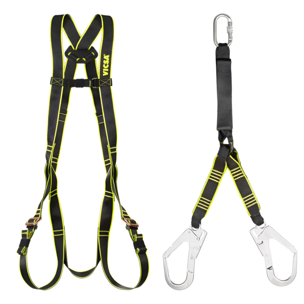 Kit Cinto Paraquedista Vic20113 1 Ponto De Ancoragem + Talabarte Em Y Absorvedor De Energia Vic23601 85cm De Comprimento