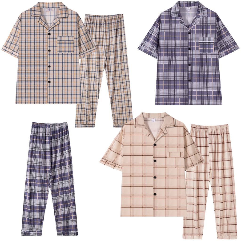 Z&D Lingerie Pijama Masculino Manga curta Adulto em malha Verão aberto com botão SY08