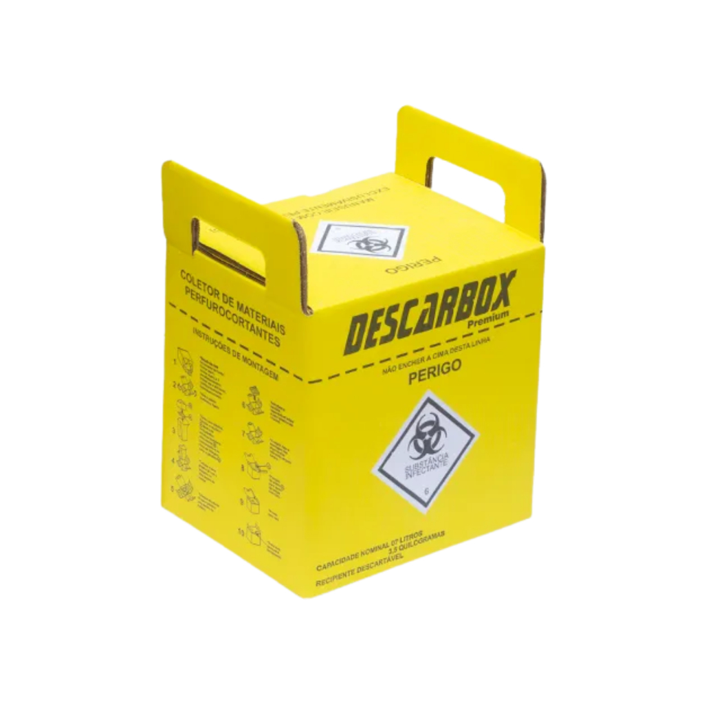 kit com 5 unds Coletor hospitalar Descarbox  3L OU 7L resistente e seguro para hospitais clínicas