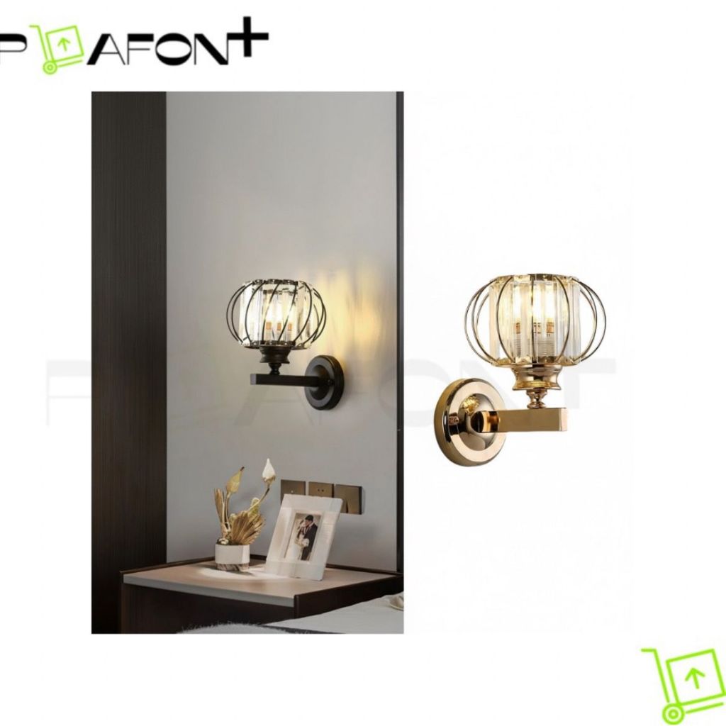 Arandela de Parede Moderna Dourada com Cúpula de Vidro e Metal Iluminação Decorativa para Quarto e Sala