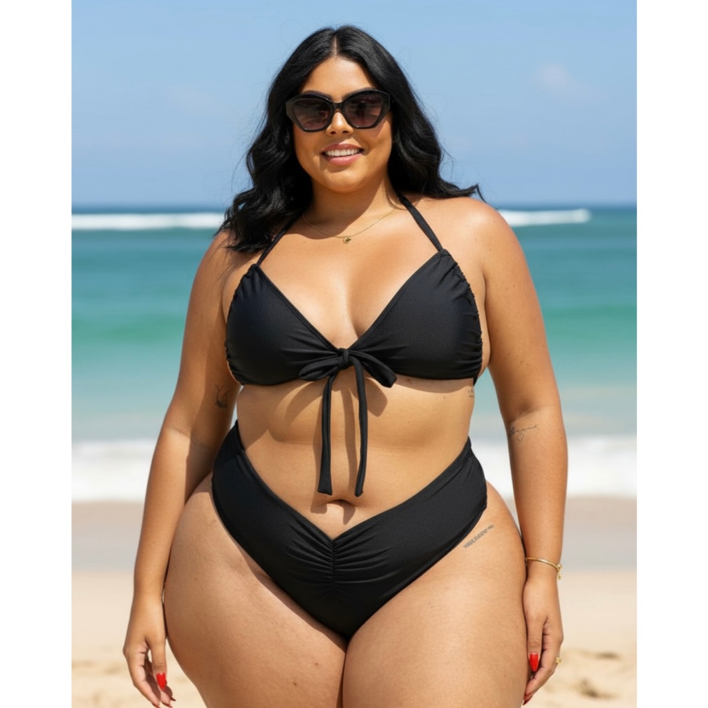 Conjunto Feminino Biquini  Plus  Size Lipo Efeito lipo afina cintura praia