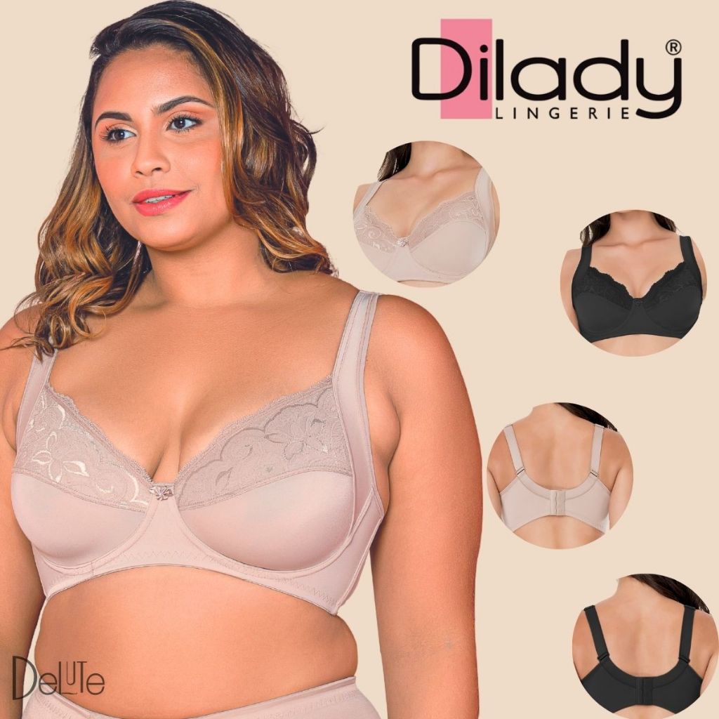 Sutiã Firmador de Sustentação Reforçado com Aro sem Bojo Alças Largas Detalhe Rendado Dilady em Oferta na Shopee