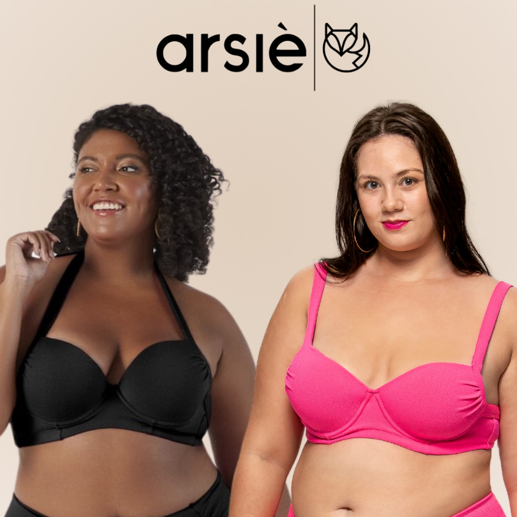 Biquíni Arsiè com Bojo Lateral Larga Alça Ajustável e Fechamento com Amarração Tecido Texturizado em Oferta na Shopee