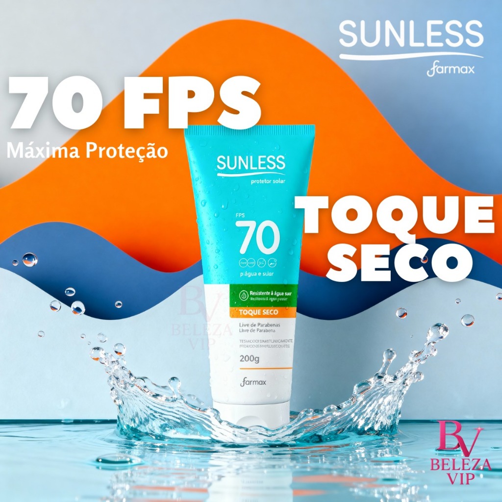 Protetor Solar Sunless Toque Seco e Alta Proteção FPS70 200g - Envio Imediato
