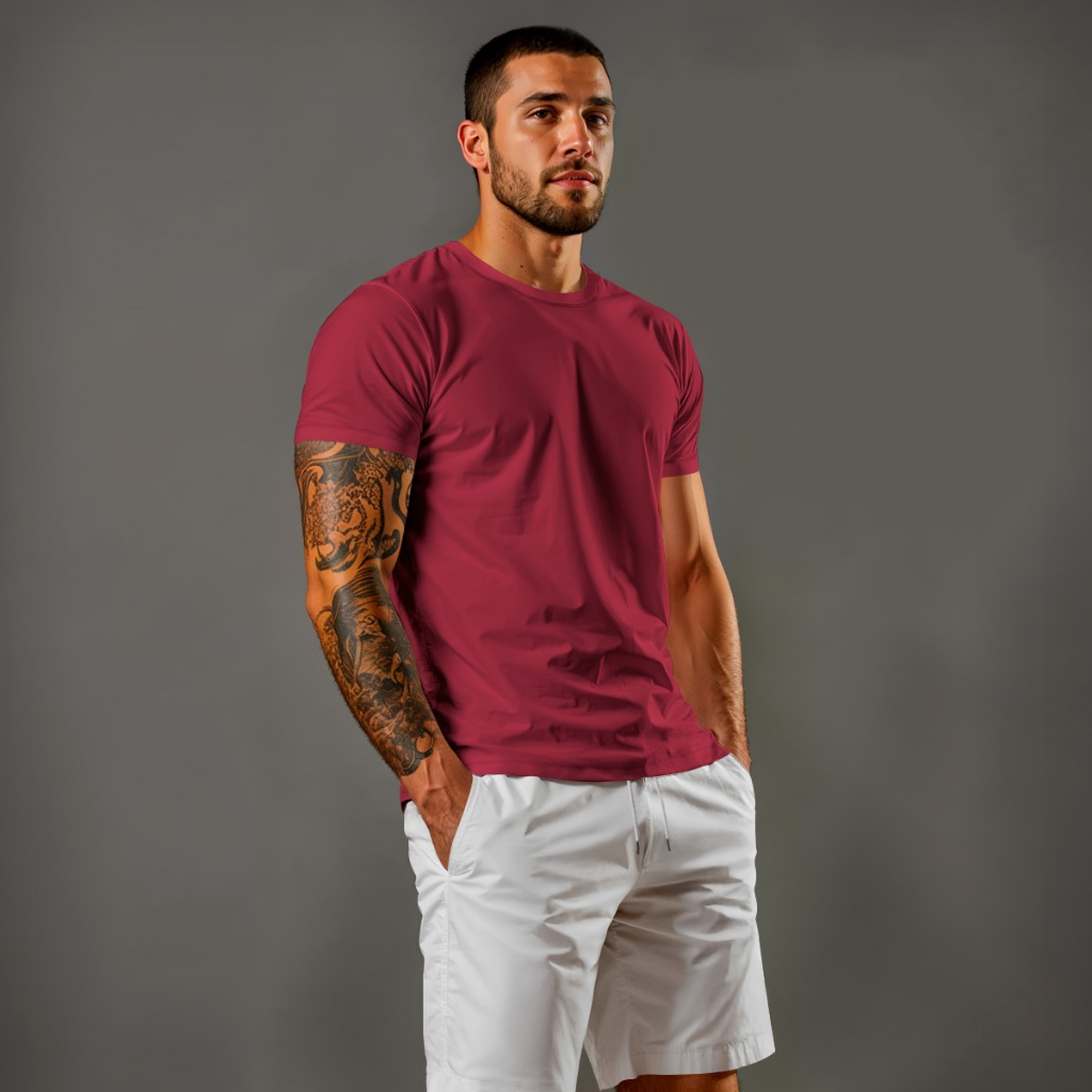 Conjunto Camiseta Masculina Colorida 100% Algodão Lisa com Short TacTel na cor Branca