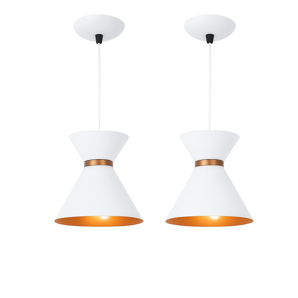 Pendente Luxo Kit2 Branco Cobre Estilo Contemporâneo Elegante Iluminação Casa Teto Ambiente Moderna em Oferta na Shopee