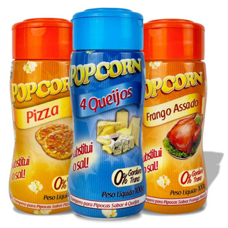 Combo Popcorn - 03 Sabores - 4 Queijos, Frango Assado e Pizza em Oferta na Shopee