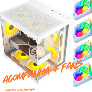 Gabinete Gamer Aquario c/4 Fans RGBs Trocam de Cor Hayom - GB1797 em Oferta na Shopee