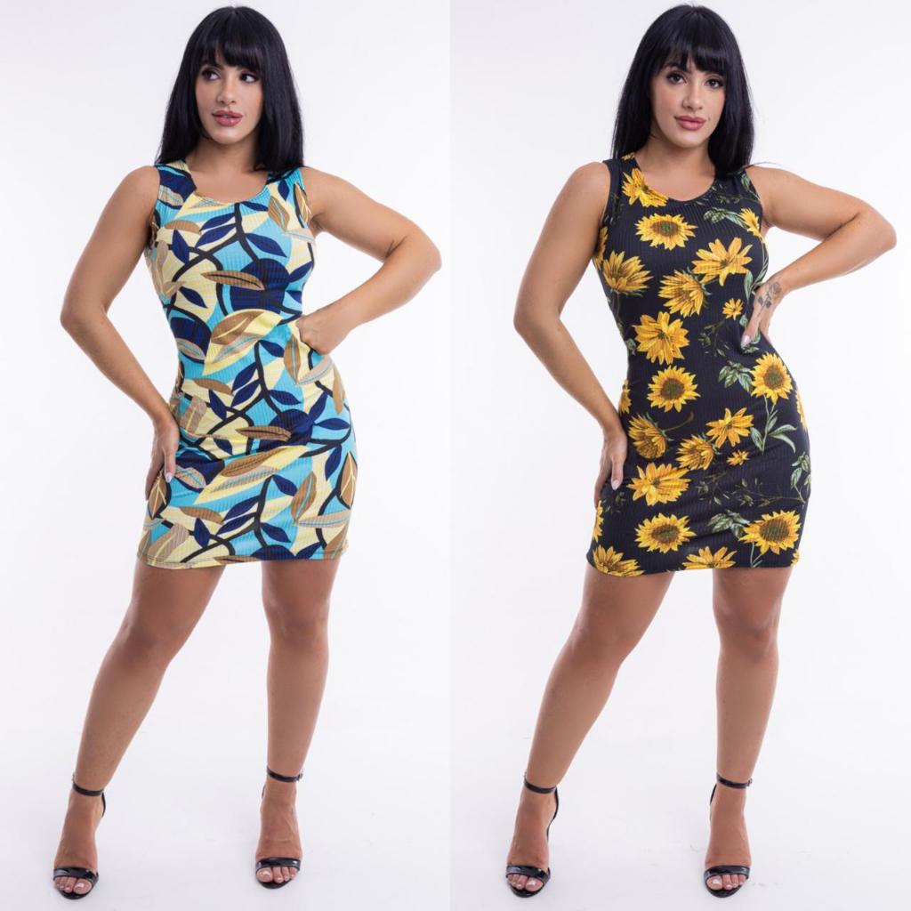 Vestido Curto Floral Estampado Canelado Regata Flores Justo Modinha Feminino Verão Festa Praia Florido Blogueirinha em Oferta na Shopee