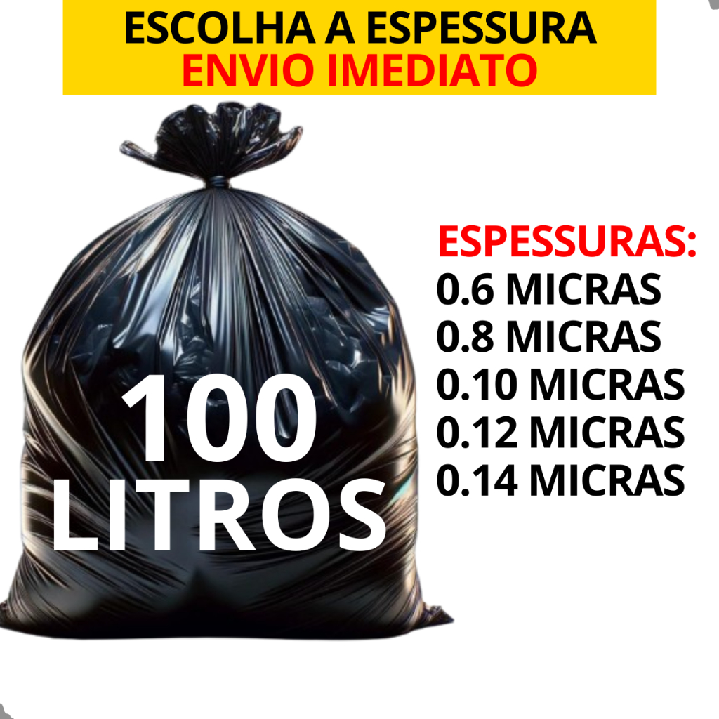 Saco de lixo 100 Litros pacote com 100 unidades 75x90 FRETE GRÁTIS