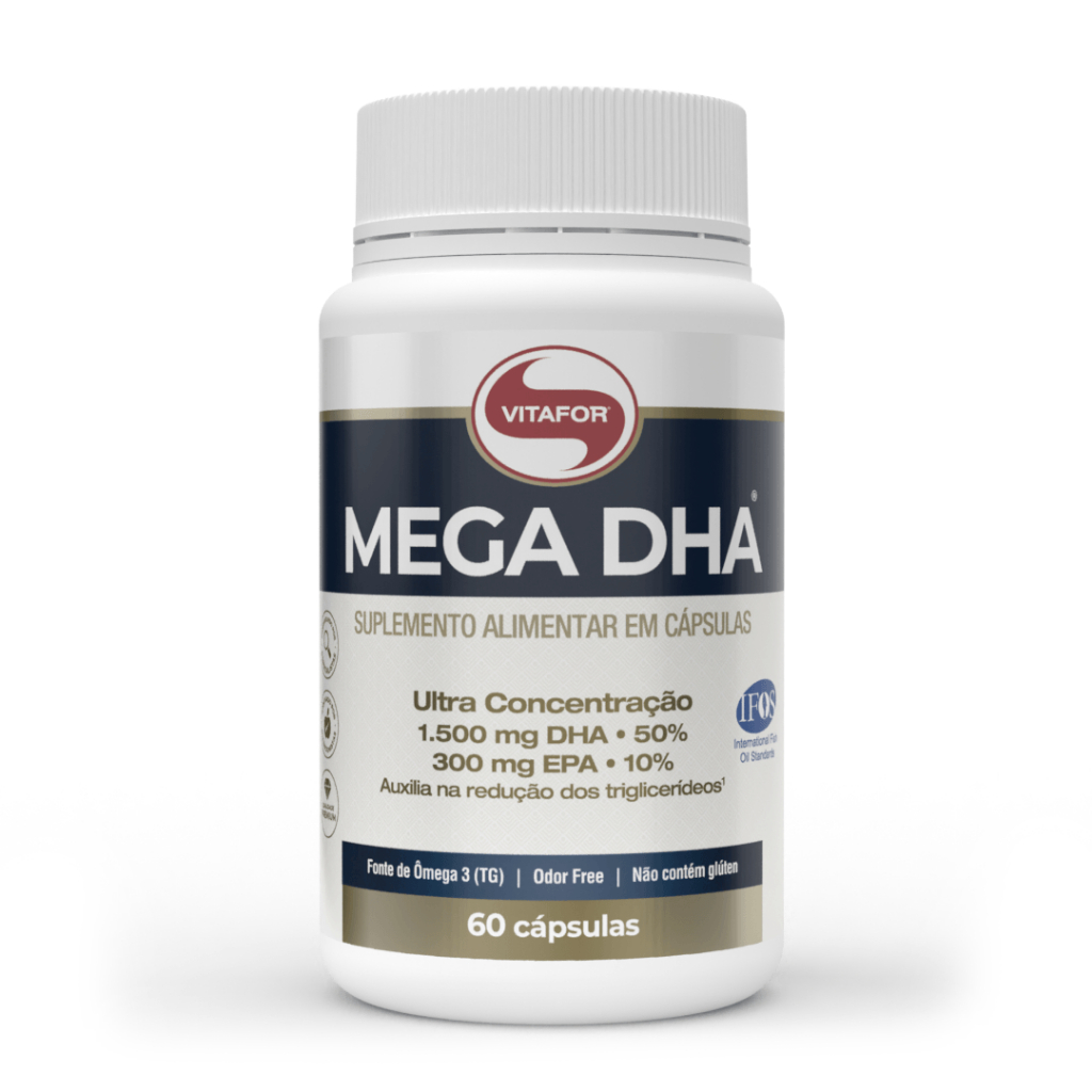 Mega DHA - VITAFOR - 1500mg DHA - 300mg EPA - 60 cápsulas - 20 doses