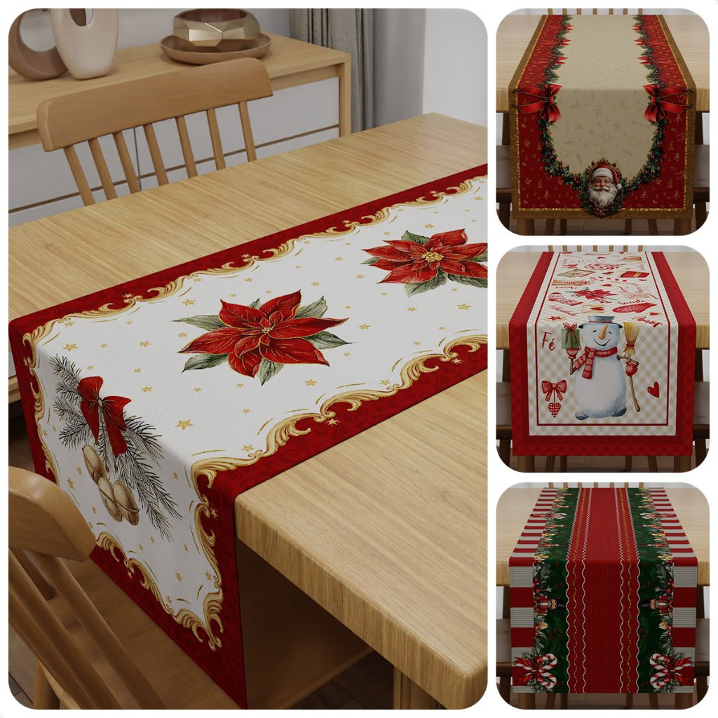 Trilho de Mesa Natal Decorativo Em Tecido Oxford 1,40x0,40m em Oferta na Shopee