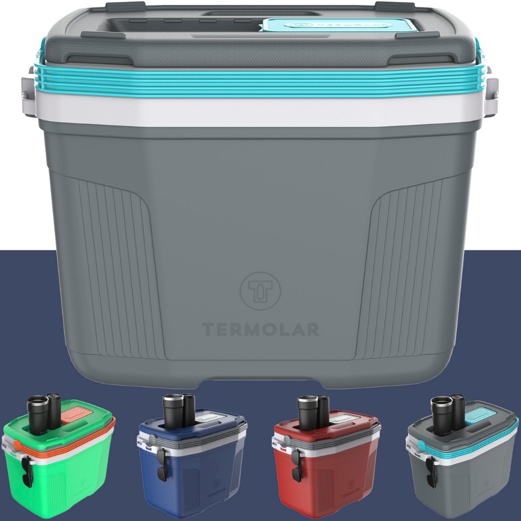 Caixa Térmica Suv 32 Litros Termolar Cooler Com Alça Trava Para Pesca Camping Praia Lazer Cinza Azul Vermelho em Oferta na Shopee