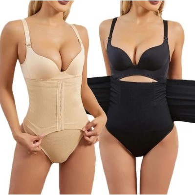 Calcinha Cinta Modeladora Controle De Barriga Ajusavel 3 Fechos Espartilho Cintura Dulpa Compressão Feel Shapewear