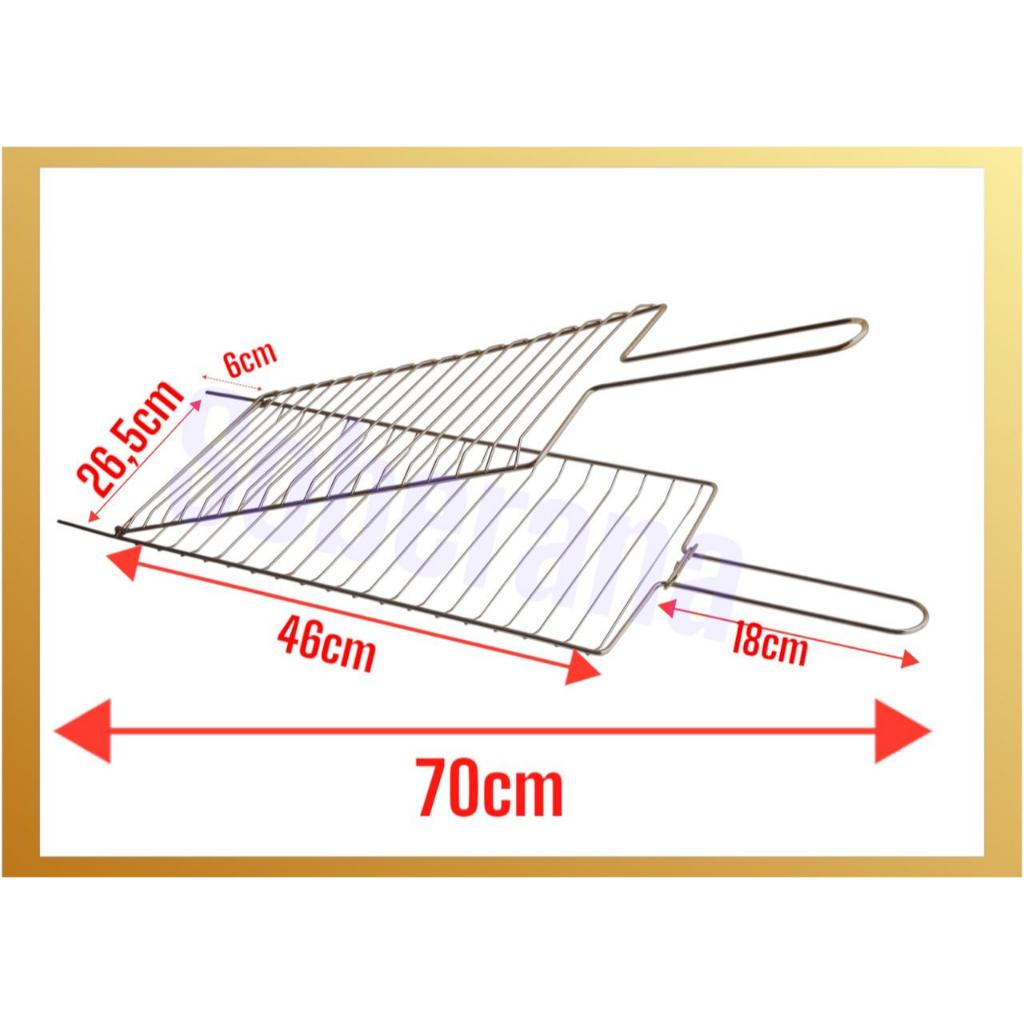 Grelha Dupla Abaulada  Churrasqueira Churrasco Peixes Frango Linguiça carnes 70cm x 26,5cm x 20 mm em Oferta na Shopee