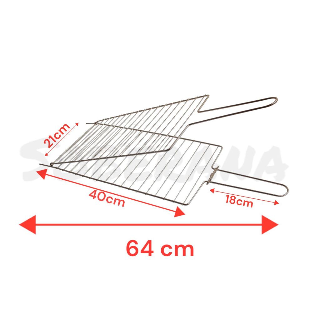Grelha Dupla Reta para Churrasqueira Churrasco Peixes Frango Carnes 64cm x 21cm x 10 mm em Oferta na Shopee