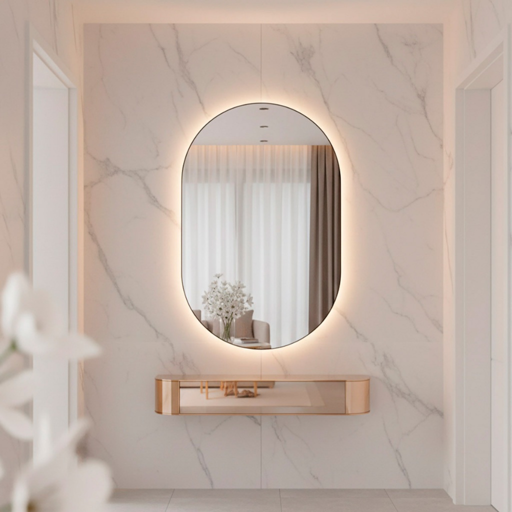 Espelho Orgânico Com Led 40x50cm e 50x80cm Grande Decorativo Quarto Sala Banheiro Lançamento em Oferta na Shopee