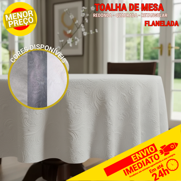 Toalha de Mesa Flanelada Floral Redonda Retangular Quadrada Impermeável 4 6 e 8 Lugares Mesa Cozinha