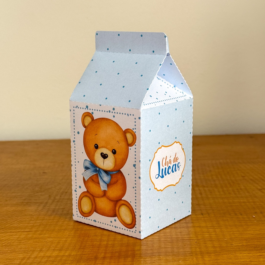 Caixas milk personalizadas Chá de bebê Ursinho Azul   - kit caixas personalizadas para lembrancinhas em Oferta na Shopee