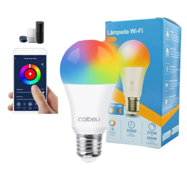 Lampada Inteligente Rgb Wifi Led Smart Google Alexa Colorida 15W + 3W COIBEU
